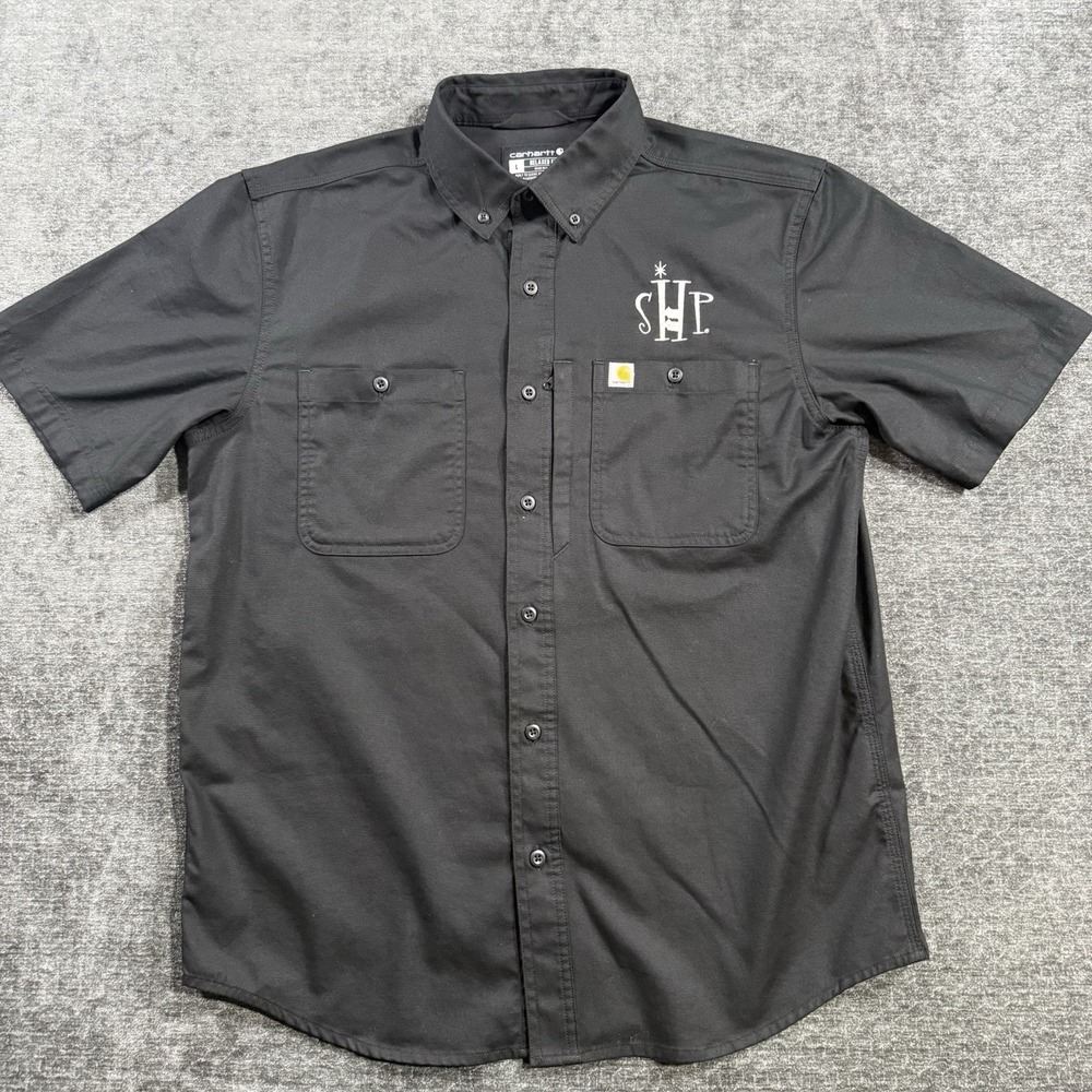 Carhartt Relaxed Fit Men's Large Shirt Black Rugged Professional Series Canvas